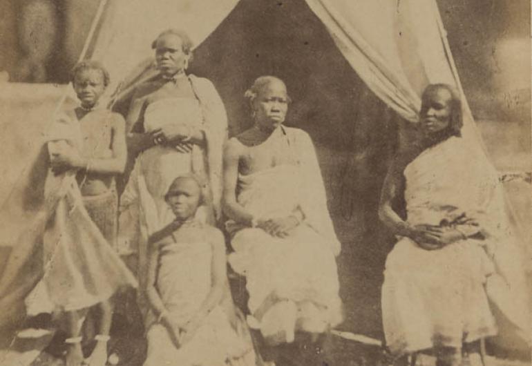 sepia toned image of a Bongo tribe from 1882