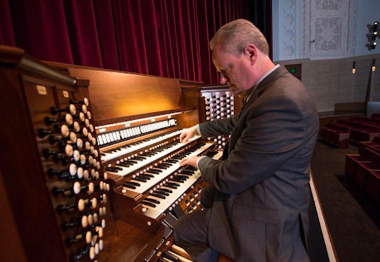 Dean playing the Northrop organ