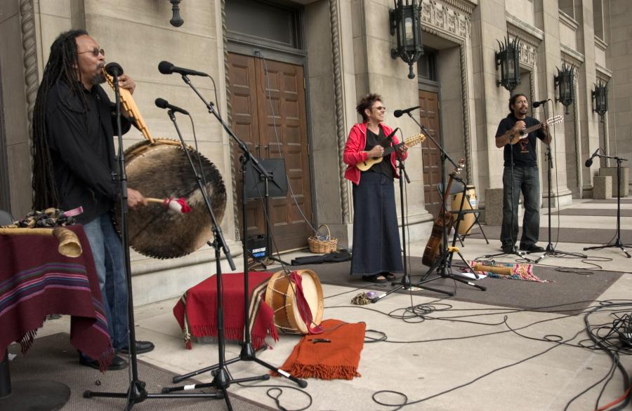 Photo of musicians on the Plaza
