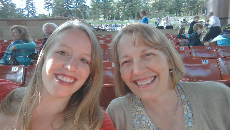 A photo of the author and her mother at the Gerald Ford Amphitheater