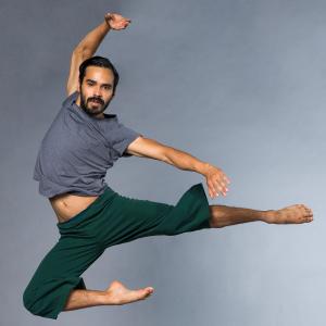 male dancer in mid-leap