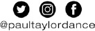twitter logo, instagram logo, facebook logos for @paultaylordance