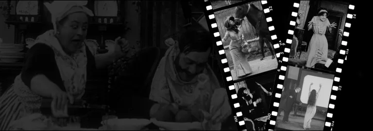 Film strip images of silent film stills