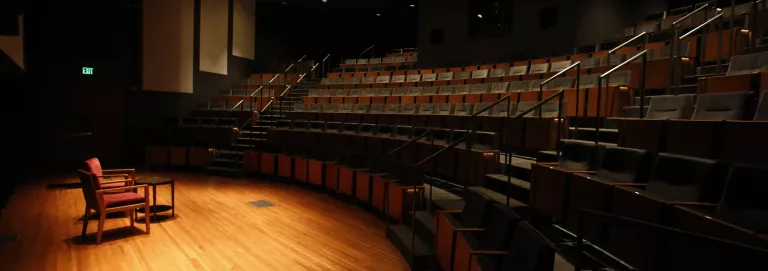 A view of Best Buy Theater from the stage.