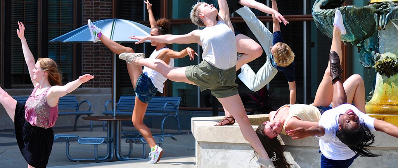 Students dance on the steps of Northrop