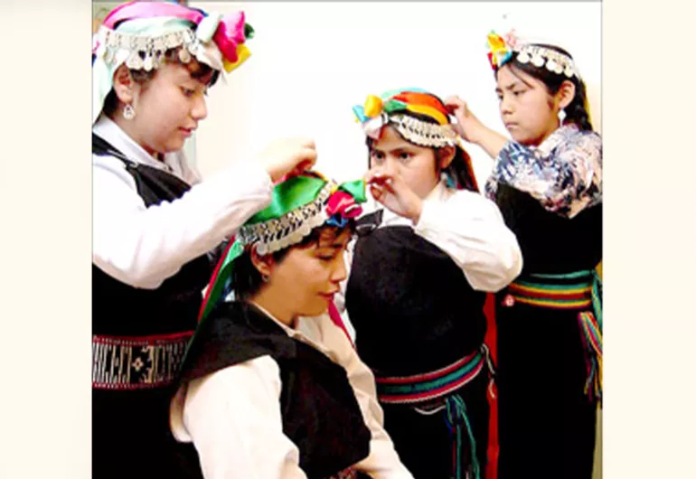 Young women in traditional dress