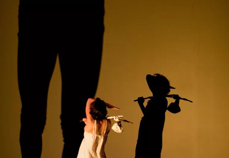 Dancer making shadow image with her body