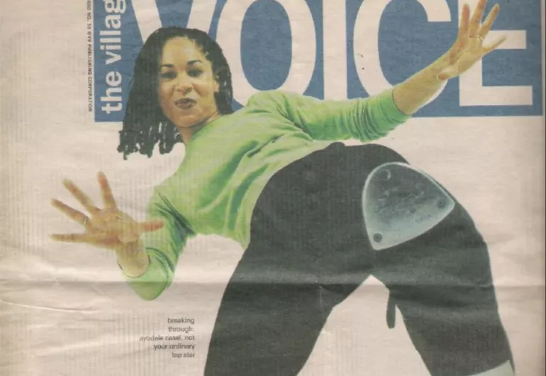 Scanned image Ayodele Casel from a cover of the the Village Voice magazine