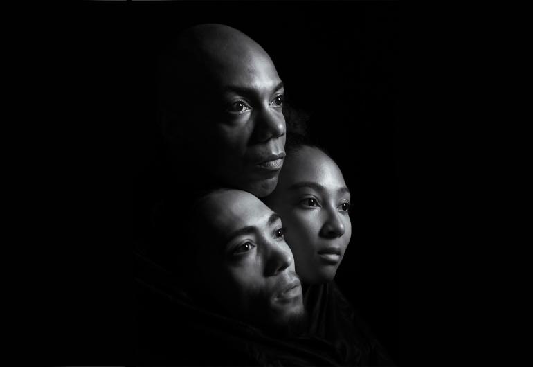 Shamel Pitts, Tushrik Fredericks, and Ashley Pierre-Louis, layered together in a shadow profile.
