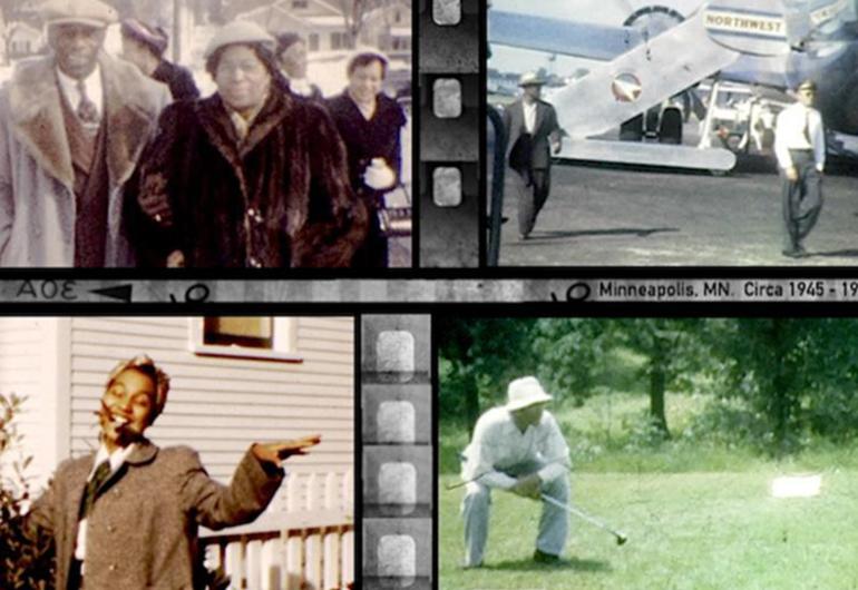 Four film stills from "The Lost Negroes of North America"