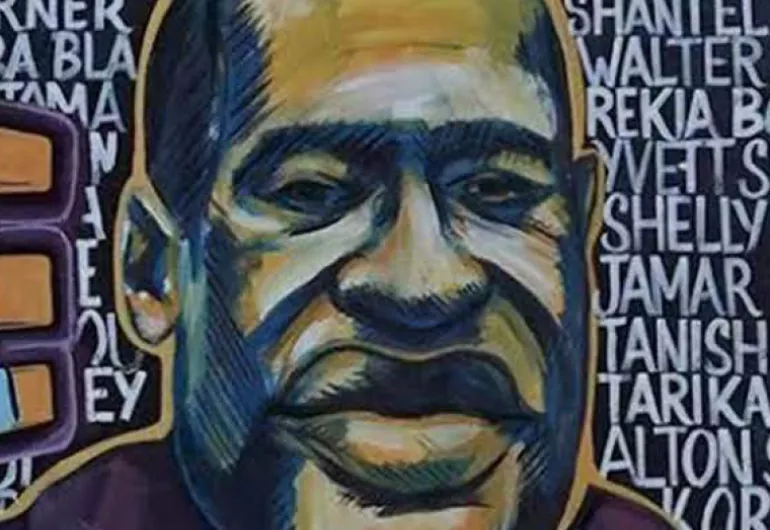 Image of a mural with George Floyd's likeness