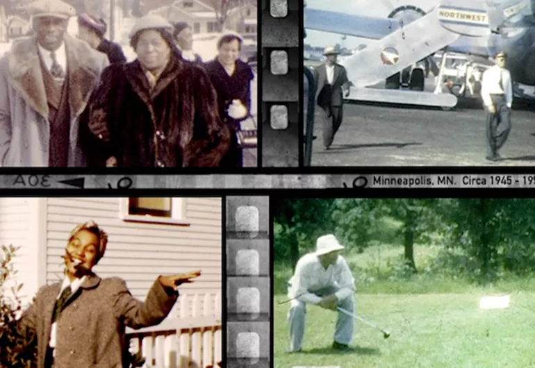 4 kodachrome images of African American men and women from the 40's-50's