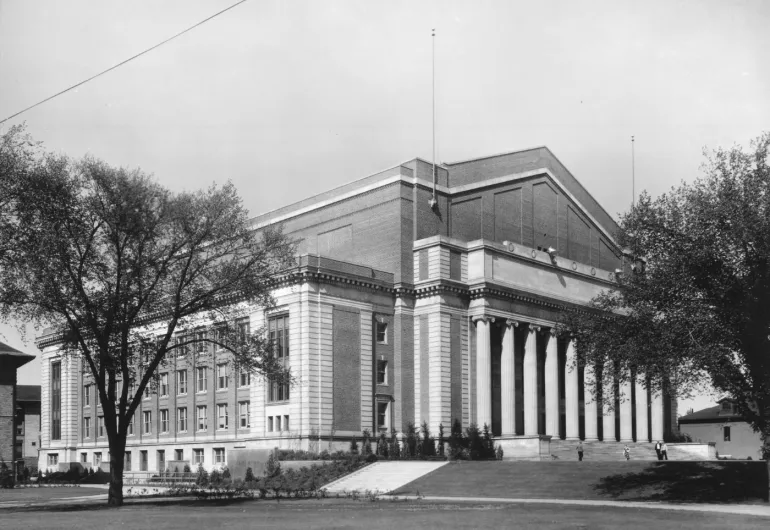 Historical image of the exterior of Northrop from 1928