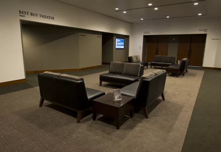 Lounge area outside Best Buy Theater.