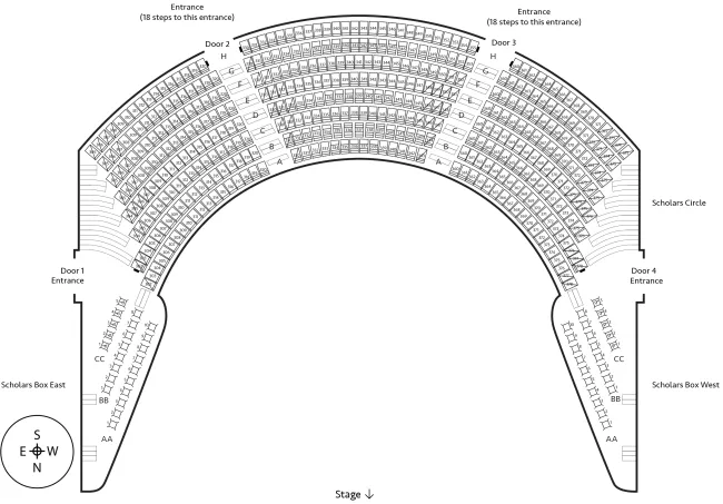 Seating chart for Scholars Circle Level 3 of Carlson Family Stage