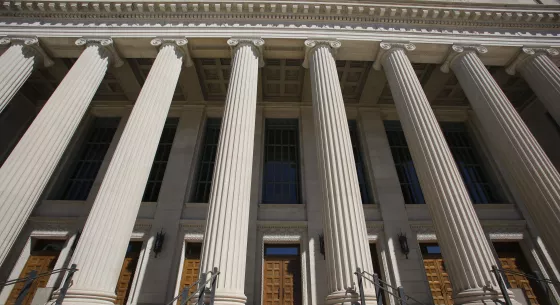 Looking up at the columns of Northrop