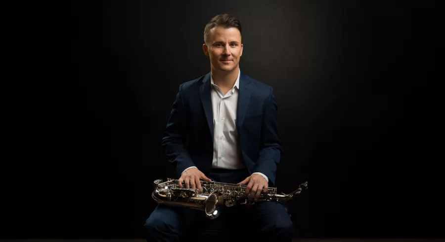 Preston Duncan with saxophone