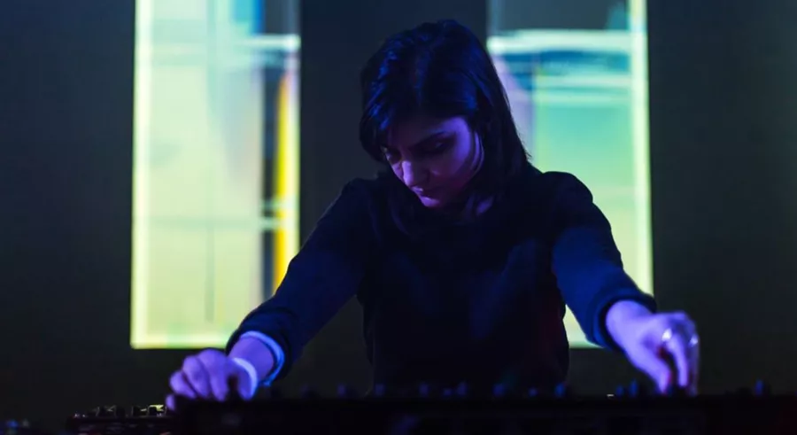 Sarah Davachi at the console