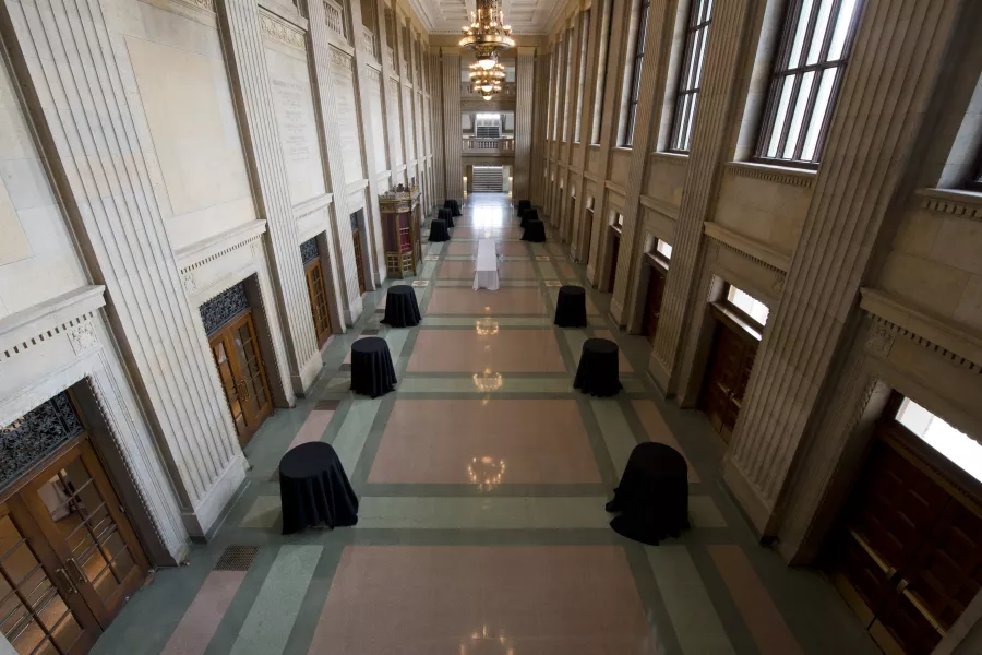 cafe tables from above