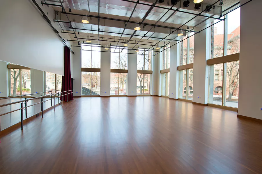 The empty space with daylight coming through the many windows
