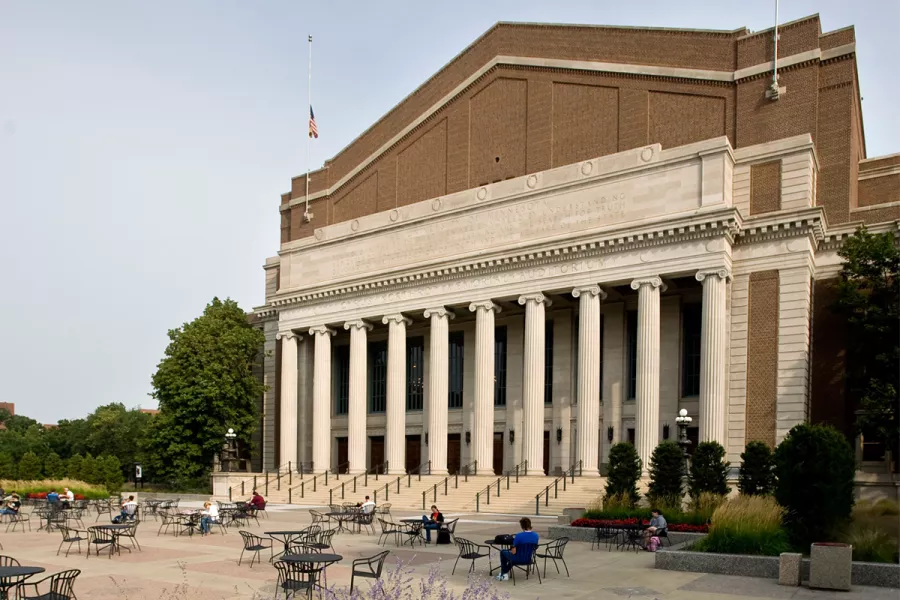 Northrop Columns facing the plaza