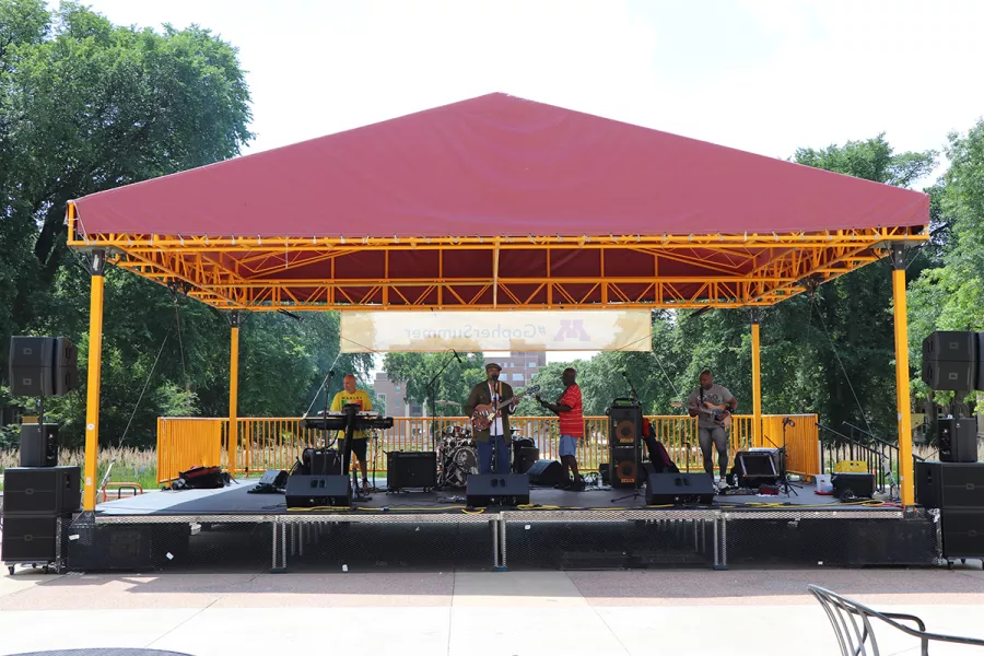 Innocent on stage July 3 2019 for Music on the Plaza at Northrop