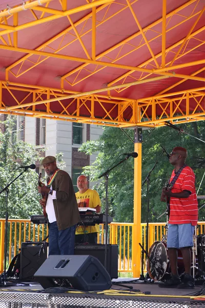 Innocent on stage July 3 2019 for Music on the Plaza at Northrop
