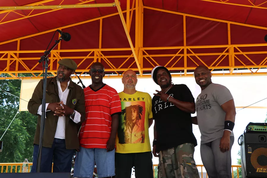 Innocent on stage July 3 2019 for Music on the Plaza at Northrop
