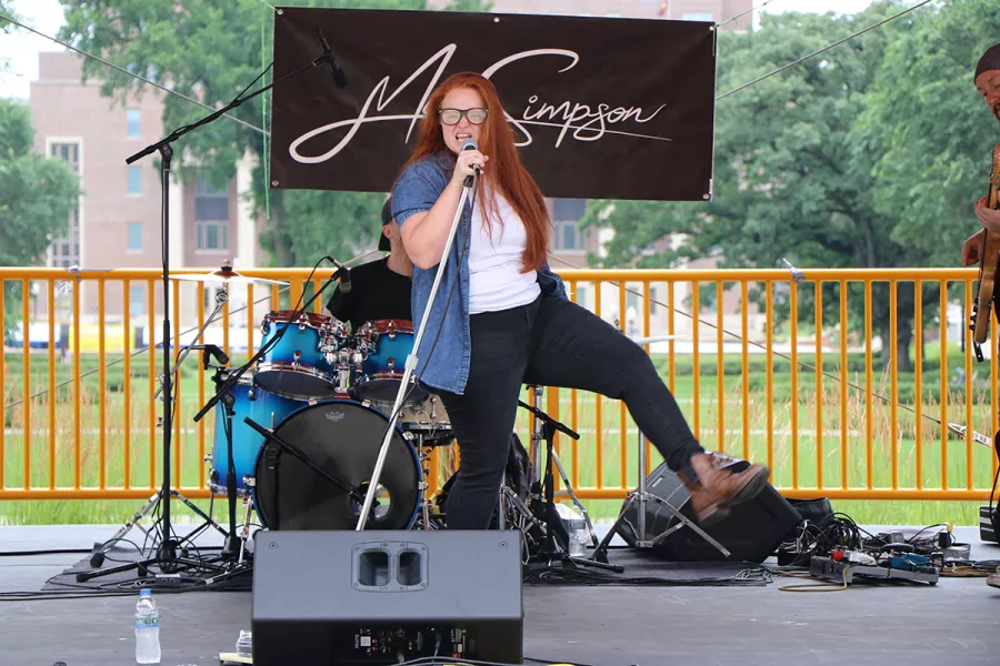 Mae Simpson on stage