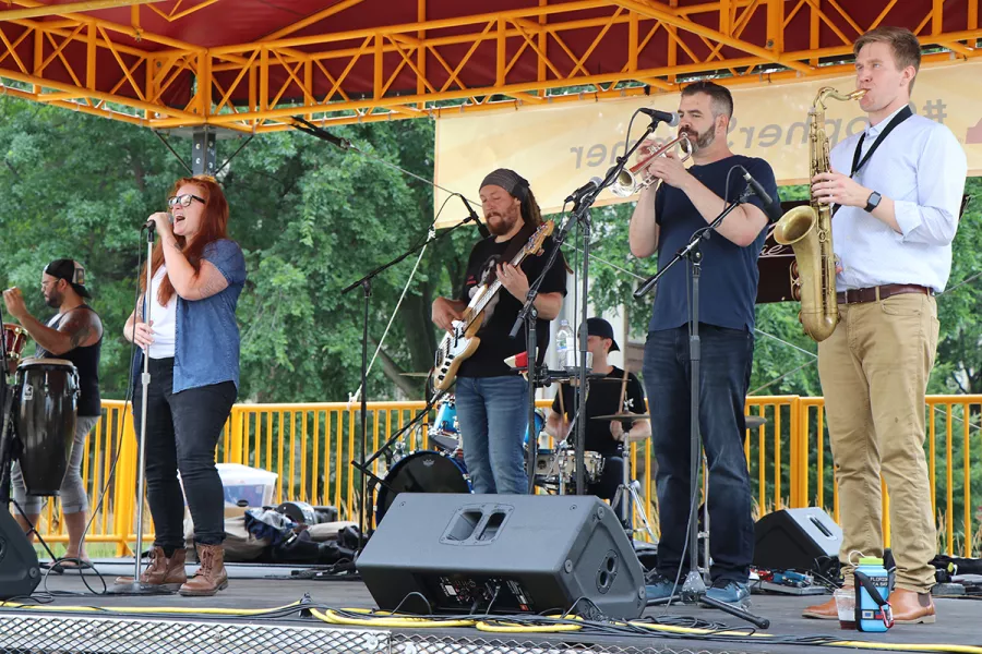 Mae Simpson Music on stage Jul 17, 2019 for Nothrop's Music on the Plaza