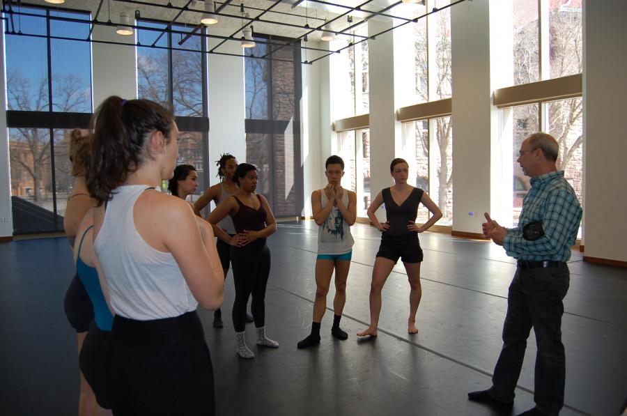 Dance students meet before class