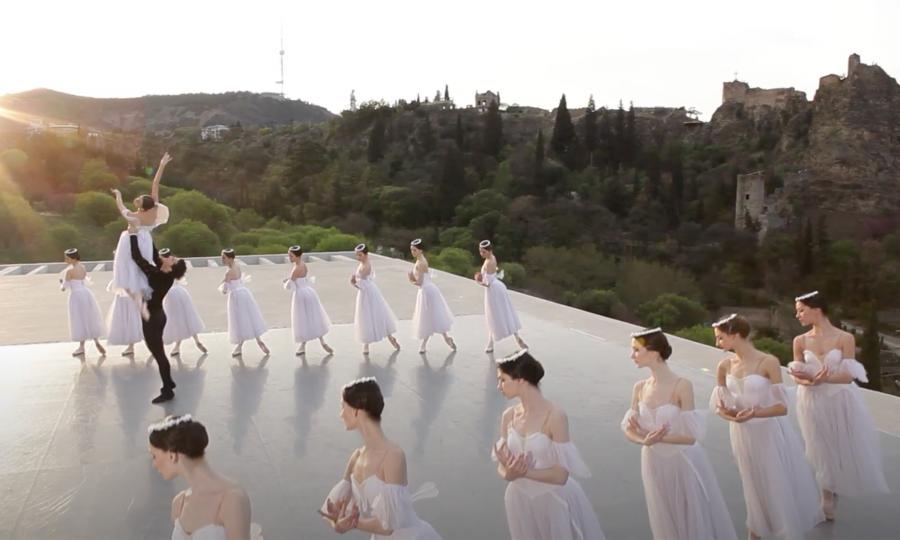 Ballet dancers on a rooftop in Tbilisi